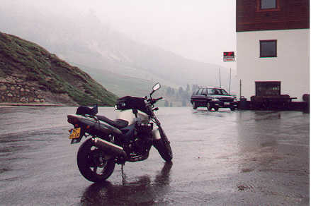 Passo di Gardena (Italy) with thermometer showing +2 degrees